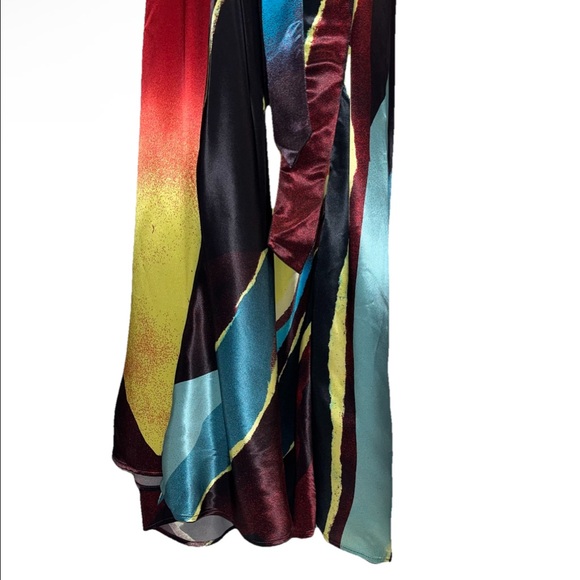 CHRISTOPHER JOHN ROGERS Wheatpaste Scarf Neck Asymmetric Maxi Dress 4 Satin NWT - Picture 9 of 16